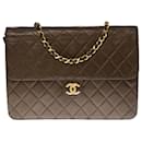 CHANEL CLASSIQUE FLAP BAG CLUTCH CROSSBODY BAG IN KHAKI QUILTED LEATHER -12125121278 - Chanel