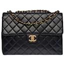 CHANEL TIMELESS JUMBO SINGLE FLAP BAG CROSSBODY BAG IN BLACK QUILTED LAMB LEATHER - 100406 - Chanel