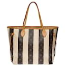 neverfull stripes tote bag in brown canvas -101059 - Louis Vuitton