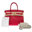 HERMES BIRKIN BAG 30 in red leather - 101082 - Hermès