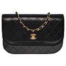 CHANEL CLASSIC FLAP BAG HALF-MOON CROSSBODY BAG IN BLACK QUILTED LEATHER100414 - Chanel