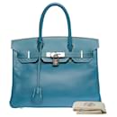 HERMES BIRKIN BAG 30 in Blue Leather - 100862 - Hermès