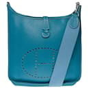 Evelyne shoulder bag 29 blue leather jeans-101093 - Hermès