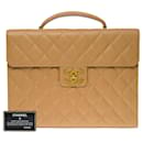 beige caviar leather briefcase -101090 - Chanel