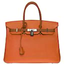 Birkin handbag 35 in togo orange and camel-100865 - Hermès