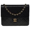 CHANEL CLASSIC FLAP BAG CROSSBODY BAG IN BLACK QUILTED LAMB LEATHER -100558 - Chanel