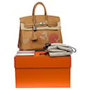 Rare & Exceptional Hermes Birkin Handbag 25 LIMITED EDITION "IN & OUT" IN SWIFT BISCUIT LEATHER-100636 - Hermès