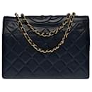 CHANEL CLASSIC FULL FLAP POCKETS CROSSBODY BAG IN NAVY QUILTED LAMB LEATHER -100644 - Chanel