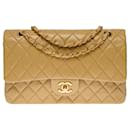 CHANEL TIMELESS MEDIUM lined FLAP CROSSBODY BAG IN BEIGE QUILTED LAMB LEATHER 100639 - Chanel