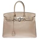 Hermes Birkin handbag 35 IN LEATHER TOGO DOVE GRAY-100665 - Hermès