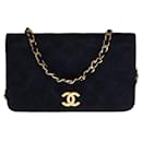 CHANEL CLASSIC MINI FULL FLAP CROSSBODY BAG IN NAVY QUILTED SUEDE-100660 - Chanel