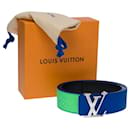 SOLD OUT - LOUIS VUITTON TAURILLON ILLUSION BLUE AND GREEN BELT -100700 - Louis Vuitton