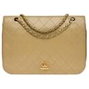 CHANEL CLASSIC FULL FLAP GM CROSSBODY BAG IN BEIGE QUILTED LAMB LEATHER - 100712 - Chanel