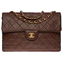 Chanel borsa a spalla Timeless/PATTA SINGOLA JUMBO CLASSICA IN PELLE TRAPUNTATA MARRONE- 100748