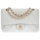 CHANEL TIMELESS SINGLE FLAP CROSSBODY BAG IN WHITE & NAVY QUILTED LEATHER100451 - Chanel