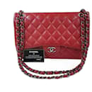 CHANEL Timeless Red Large lined Flap Caviar Crossbody Shoulder Bag - Chanel