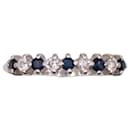White gold wedding ring 750%o set with sapphires and diamonds - Autre Marque