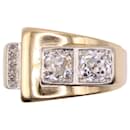 Tank ring with diamonds in yellow gold 750%O - Autre Marque
