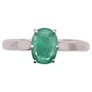Solitaire ring with emerald white gold 750%O - Autre Marque