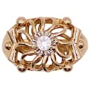 Rosette ring set with white stone in yellow gold 750%O - Autre Marque