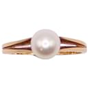 Yellow gold cultured pearl solitaire ring 750%O - Autre Marque
