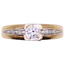 Ring with central diamond and body diamonds in yellow gold 750%O - Autre Marque