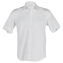 Acne Studios Short Sleeve Button Front Shirt in White Cotton Poplin 