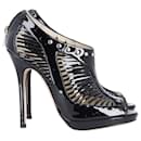 Jimmy Choo Caged High Heel Sandals in Black Patent Leather 