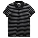 Saint Laurent Striped Polo Shirt in Black and Grey Cotton