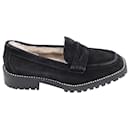 Jimmy Choo Deanna Crystal-Embellished Shearling-Lined Loafers in Black Suede
