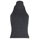 Max Mara Top com decote frente única com contas em seda preta