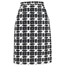 Weekend by Max Mara Houndstooth Print Midi Skirt in Black Polyester