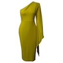 Alex Perry Finley One Shoulder Midi Dress in Yellow Triacetate - Autre Marque