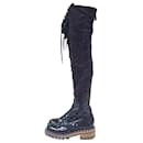 Chanel Paris Salzburg Black Leather Suede Over Knee Boots