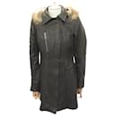 NEW COAT FORESTLAND M 38 40 WOMEN BROWN LEATHER FUR HOODED JACKET - Autre Marque