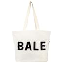 Balenciaga Logo Tote Shearling in Cream Wool