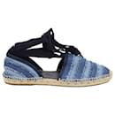 Jimmy Choo Lace Up Dolphin Espadrille Flats in Blue Denim