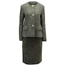 Max Mara Tweed Single Button Blazer and Straight Cut Skirt Set in Multicolor Wool 