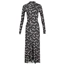 Paco Rabanne Floral Print Jersey Maxi Dress in Black Viscose