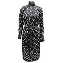 Marc Jacobs Turtleneck Printed Midi Dress in Black Silk 