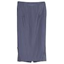 Victoria Beckham Pin Stripe Pencil Skirt in Navy Blue Wool
