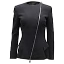 Alexander McQueen Asymmetric Zipper Jacket in Black Wool - Alexander Mcqueen