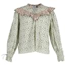 Rixo Danica Bedruckte Bluse mit Rüschen aus grüner Baumwolle - Autre Marque