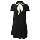 Red Valentino Peter Pan Collar Ribbon Trimmed Dress in Black Silk
