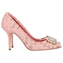 Dolce & Gabbana Bellucci Lace Pumps in Pink Cotton