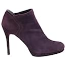 Stuart Weitzman Ankle High-Heeled Boots in Eggplant Purple Suede
