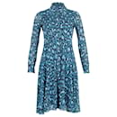 Diane Von Furstenberg Leopard Print Button Down Dress in Teal Viscose