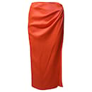 David Koma Draped Midi Skirt in Orange Silk - Autre Marque
