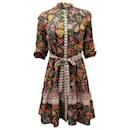 Vestido Saloni Tyra con borde batik en seda multicolor - Autre Marque
