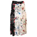 Maje Pleated Midi Skirt in Floral Print Silk